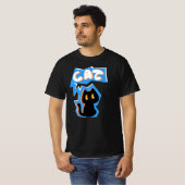 Zwarte Kat tekening T-shirt (Voorkant volledig)