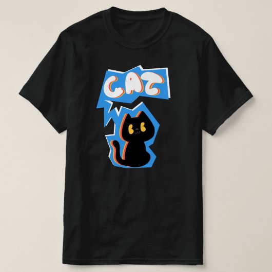 Zwarte Kat tekening T-shirt (Design voorkant)