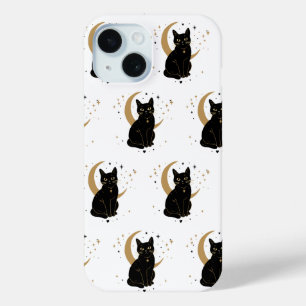 Zwarte kat telefoonhoesje iPhone 15 case