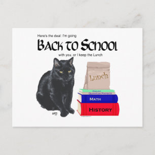 Zwarte Kat Terug naar School Briefkaart