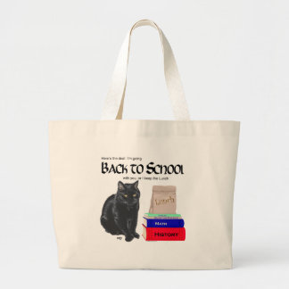 Zwarte Kat Terug naar School Grote Tote Bag