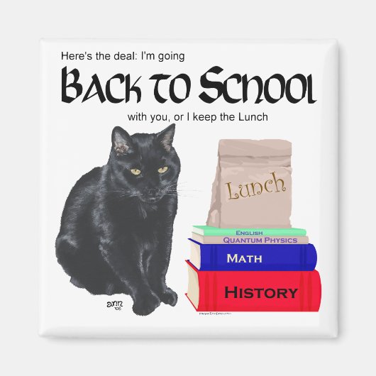 Zwarte Kat Terug naar School Magneet (Voorkant)