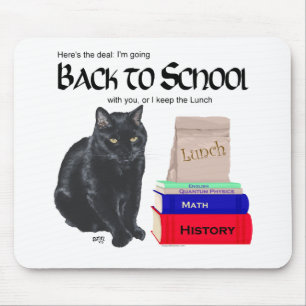 Zwarte Kat Terug naar School Muismat
