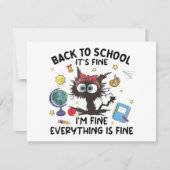 Zwarte kat terug naar school zijn prima in prima a bedankkaart (Voorkant)