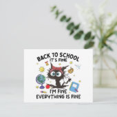 Zwarte kat terug naar school zijn prima in prima a bedankkaart (Staand voorkant)