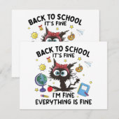 Zwarte kat terug naar school zijn prima in prima a bedankkaart (Voorkant / Achterkant)