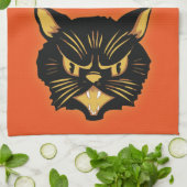 Zwarte kat theedoek (Gevouwen)