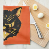 Zwarte kat theedoek (Quarter Fold)