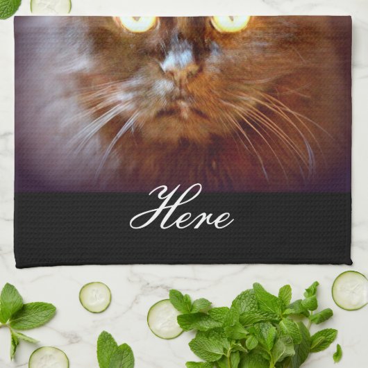 zwarte kat theedoek (Gevouwen)