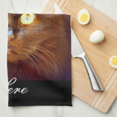 zwarte kat theedoek (Quarter Fold)