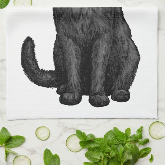 Zwarte kat theedoek (Gevouwen)