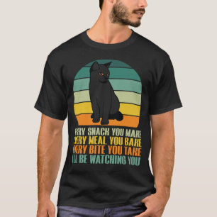 Zwarte Kat Thema Elke Snack Die Je Maakt Retro T-s T-shirt