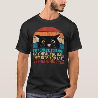 Zwarte Kat Thema Elke Snack Die Je Maakt Retro T-shirt