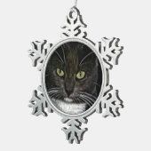 Zwarte kat tin sneeuwvlok ornament (Rechts)