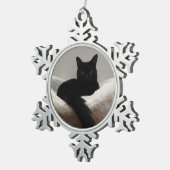 Zwarte kat tin sneeuwvlok ornament (Rechts)