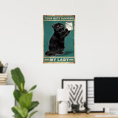 Zwarte kat, tinnen bord - uw kont servetten poster (Thuiskantoor)