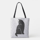 Zwarte kat tote bag (Achterkant)
