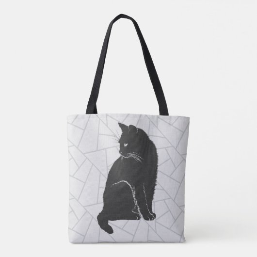 Zwarte kat tote bag (Achterkant)