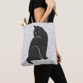 Zwarte kat tote bag (Dichtbij)