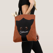 Zwarte kat tote bag (Dichtbij)