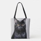 Zwarte kat tote bag (Achterkant)