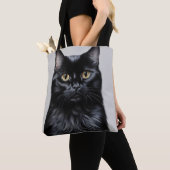 Zwarte kat tote bag (Dichtbij)