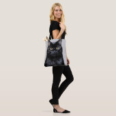 Zwarte kat tote bag (Op model)