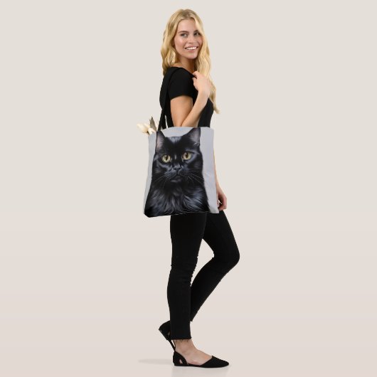 Zwarte kat tote bag (Op model)