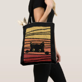 Zwarte kat tote bag (Dichtbij)