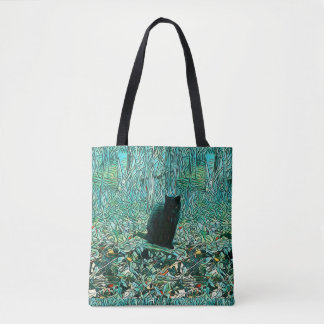 Zwarte kat tote bag