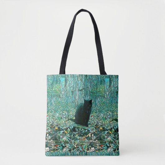 Zwarte kat tote bag (Voorkant)