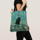 Zwarte kat tote bag (Dichtbij)