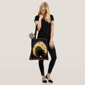 Zwarte kat tote bag (Op model)