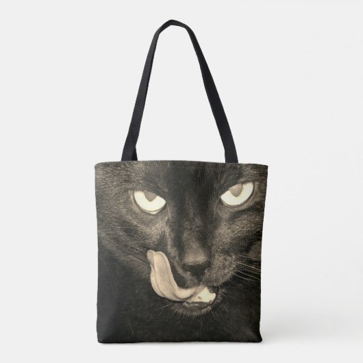 Zwarte kat tote bag (Achterkant)