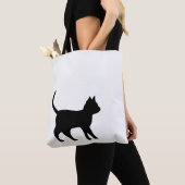 Zwarte kat tote bag (Dichtbij)