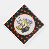 Zwarte Kat Trick Or Treat Servet (Hoek)