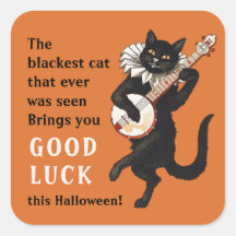Zwarte kat troubadour Veel geluk Halloween CC1163