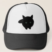 Zwarte kat trucker pet (Voorkant)