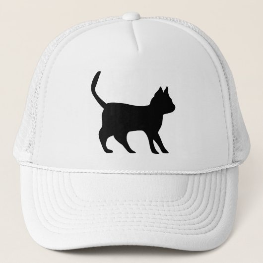 Zwarte kat trucker pet (Voorkant)