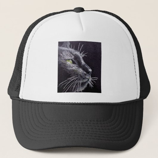 Zwarte kat trucker pet (Voorkant)
