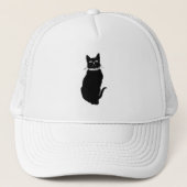  zwarte kat trucker pet (Voorkant)