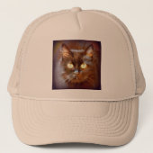 zwarte kat trucker pet (Voorkant)