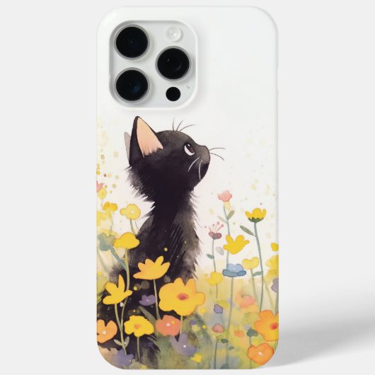 Zwarte Kat tussen de Bloemen Case-Mate iPhone Case (Achterkant)