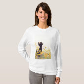 Zwarte Kat Tussen de Bloemen T-shirt (Voorkant volledig)