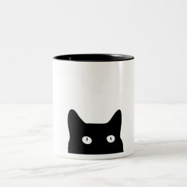 Zwarte kat tweekleurige koffiemok