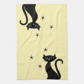 Zwarte kat uit de 1950-stijl theedoek (Verticaal)