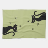 Zwarte kat uit de 1950-stijl theedoek (Horizontaal)