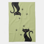 Zwarte kat uit de 1950-stijl theedoek (Verticaal)