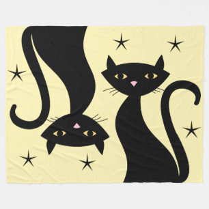 Zwarte kat uit de jaren 1950, geel fleece deken