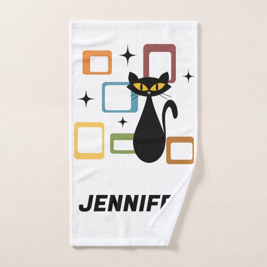 Zwarte kat uit de middeleeuwen bad handdoek (Handdoek)